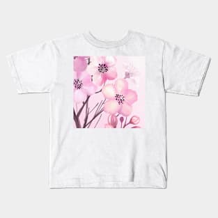 Pink Floral Art Kids T-Shirt